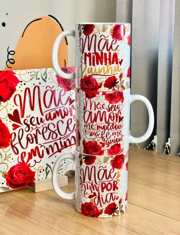 Arquivo Digital de Estampas Florais para Canecas Dia das Mães