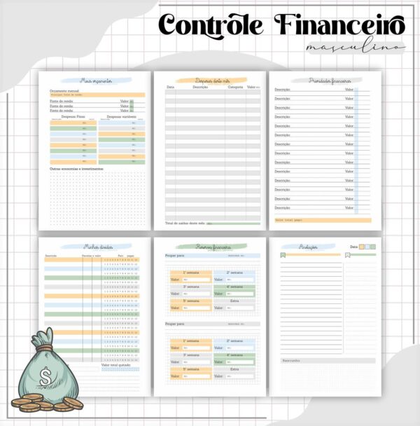 Arquivo Digital Planner Financeiro Masculino