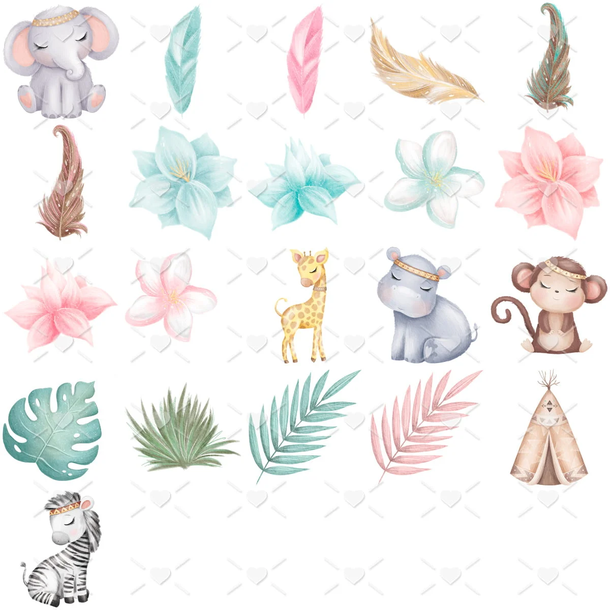 Arquivo Digital Rescém Nascido Animais Boho Berçário Png 3 Arquivo Digital Rescém Nascido Animais Boho Berçário Png