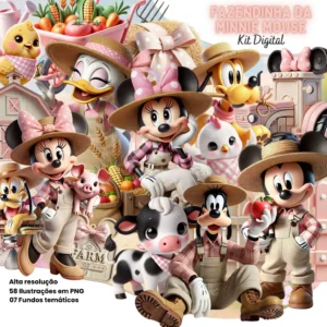 Arquivo Digital Tema Fazendinha Rosa da Minnie em PNG