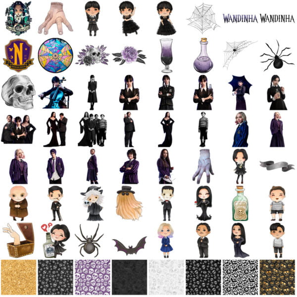 Arquivo Digital Wandinha Addams Png Personalizados Scrapbook