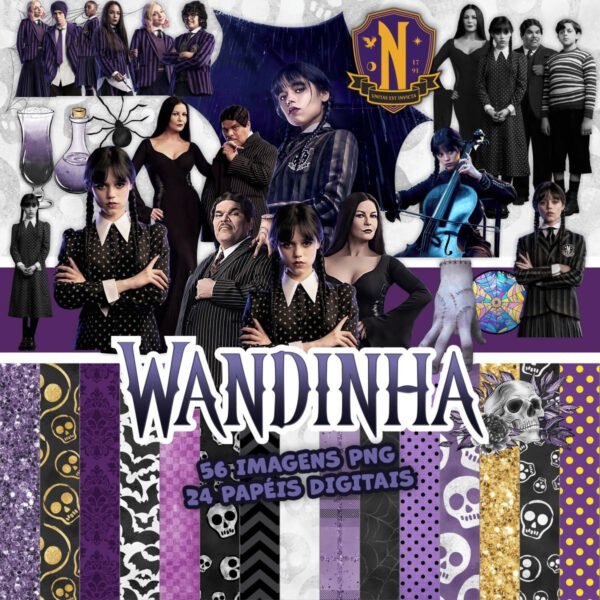 Arquivo Digital Wandinha Addams Png Personalizados Scrapbook