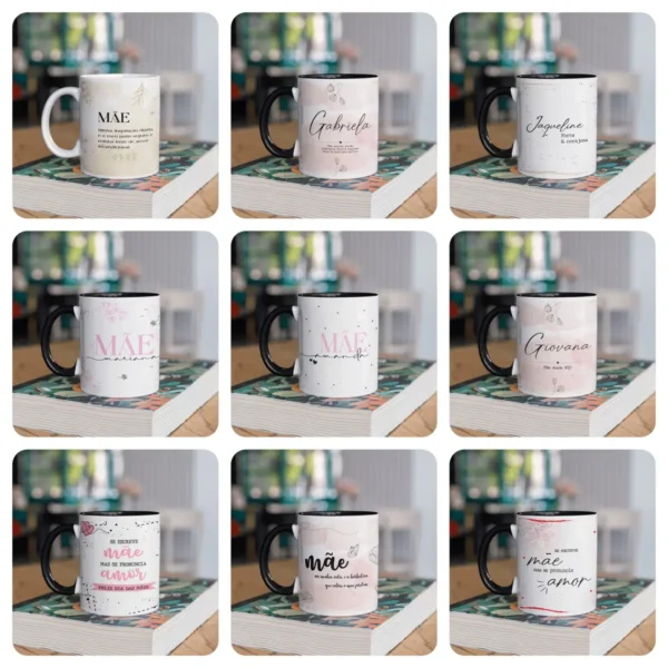 Arquivo JPEG com 20 Estampas para Canecas de Dia das Mães