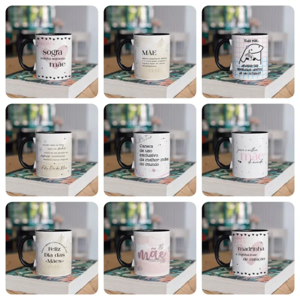 Arquivo JPEG com 20 Estampas para Canecas de Dia das Mães