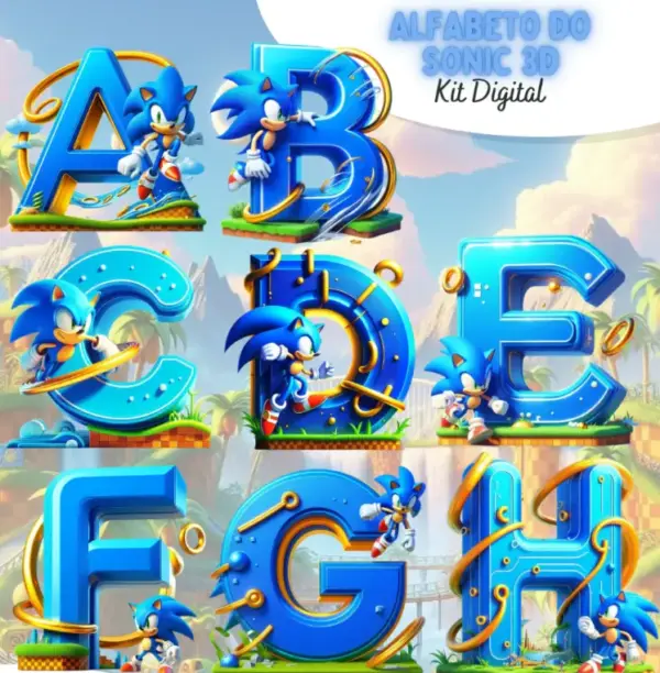 Arquivo Png Alfabeto Sonic 3d Para Personalizados Digitais