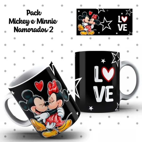 Arquivos Editáveis para Caneca - Mickey & Minnie Românticos