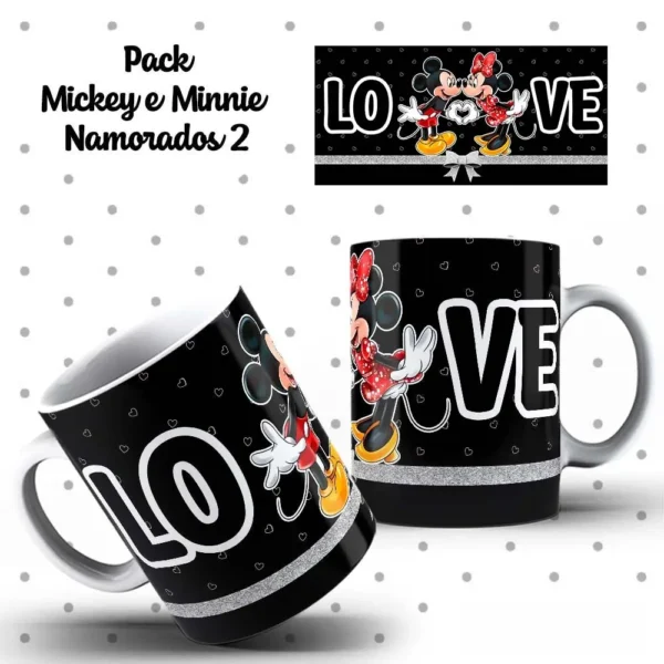 Arquivos Editáveis para Caneca - Mickey & Minnie Românticos