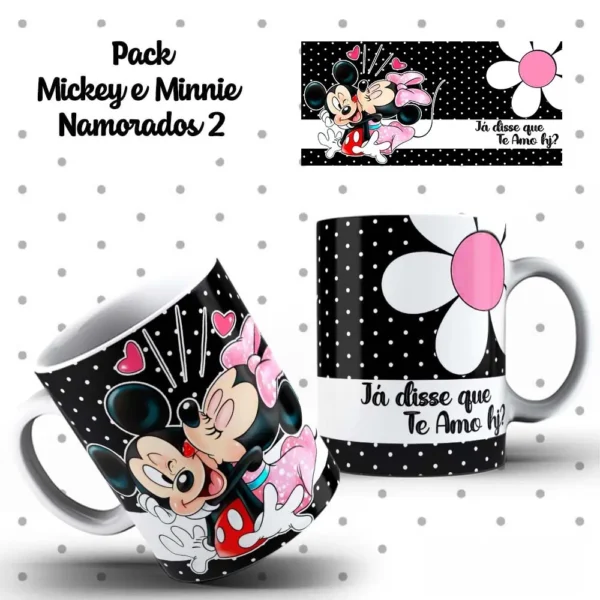 Arquivos Editáveis para Caneca - Mickey & Minnie Românticos