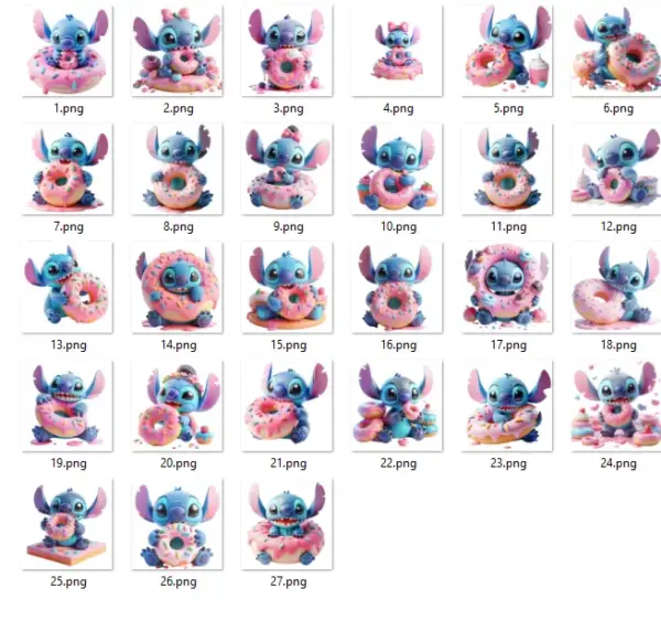 Arquivos Em Png Stitch Comendo Donuts Para Customizacao