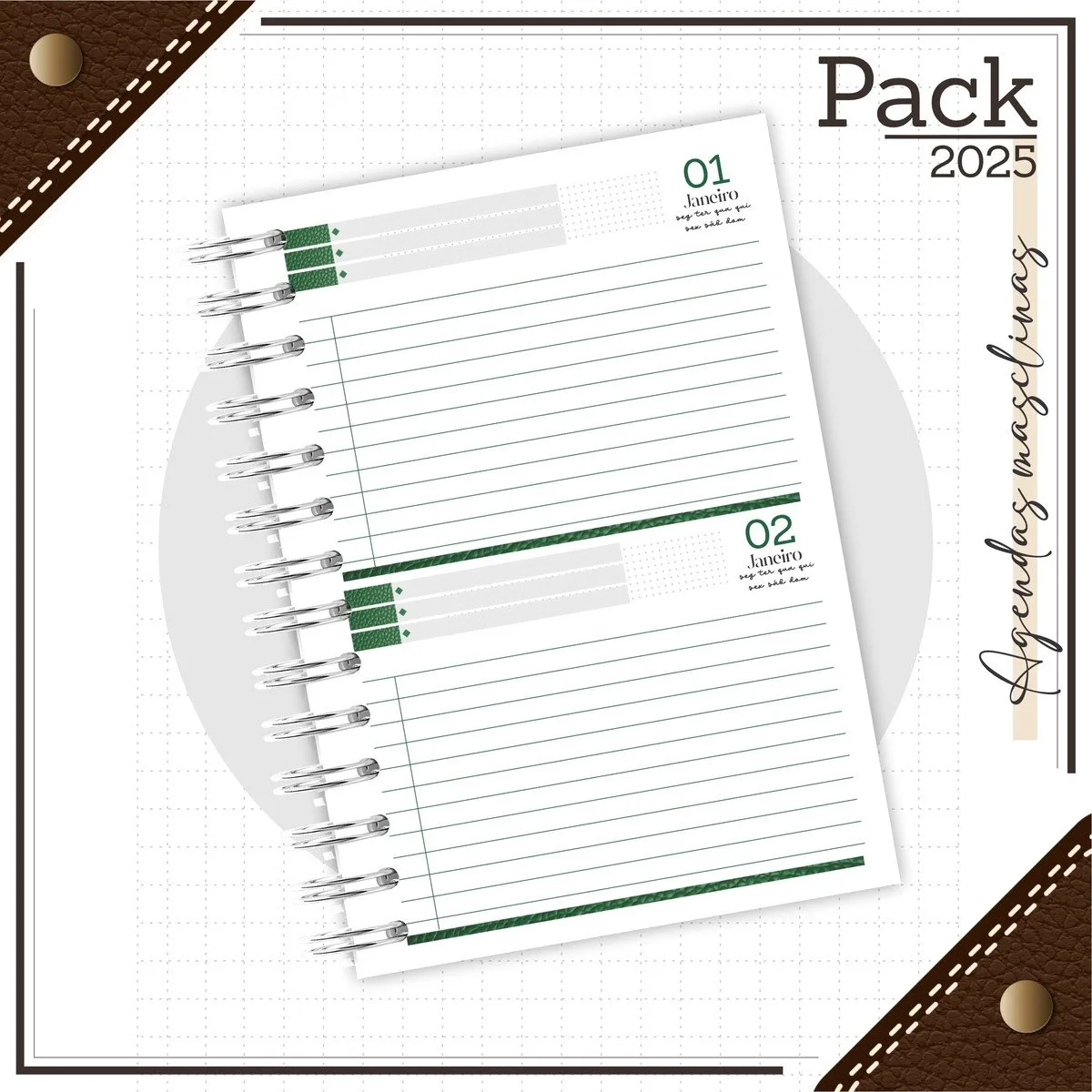 Arquivos Encadernação Caderno Couro Verde