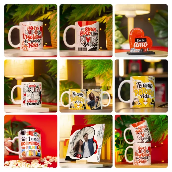 Arquivos JPG para Sublimação de Canecas - Love Edition
