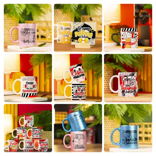 Arquivos JPG para Sublimação de Canecas - Love Edition