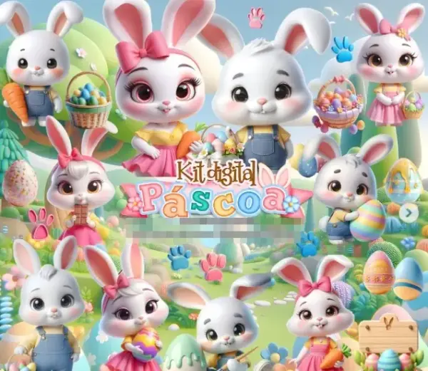Arquivos Png Coelhinhos 3d Pascoa Para Personalizacao