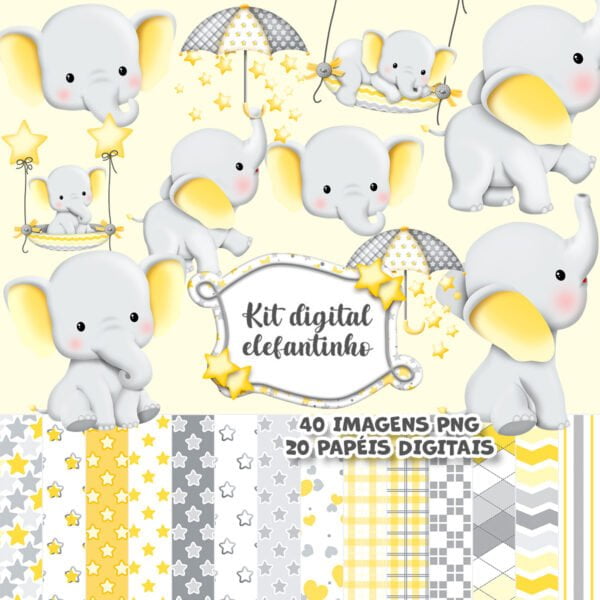 Arquivos Png Elefante Amarelo Bebê Scrapbook Clipart Figuras