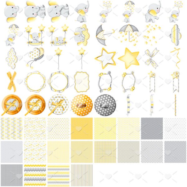 Arquivos Png Elefante Amarelo Bebê Scrapbook Clipart Figuras