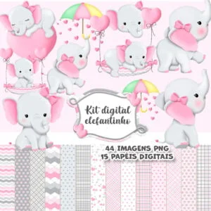 Arquivos Png Elefante Rosa Bebê Scrapbook Cliparts Figuras