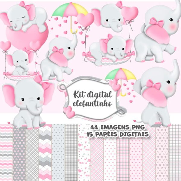 Arquivos Png Elefante Rosa Bebê Scrapbook Cliparts Figuras