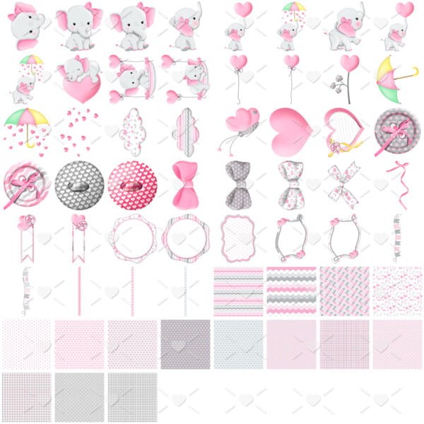 Arquivos Png Elefante Rosa Bebê Scrapbook Cliparts Figuras