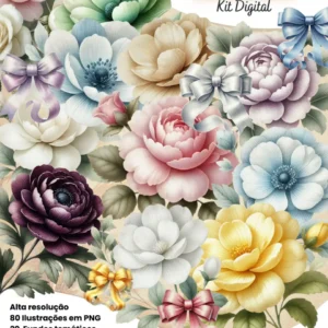 Arquivos PNG Flores Vintage para Personalizar Projetos