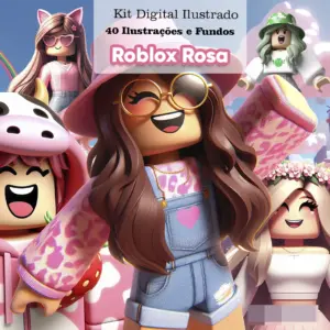 Arquivos PNG Kit Roblox Rosa para Sublimacao e Scrapbooking