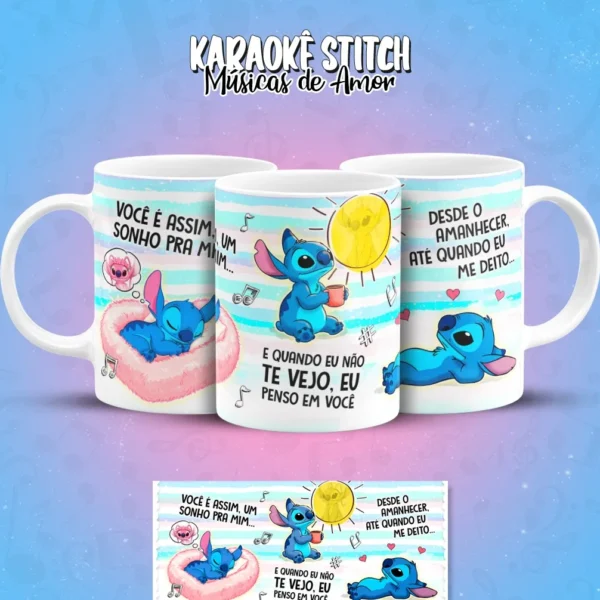 Arquivos PNG para Sublimação de Caneca - Stitch Karaoke
