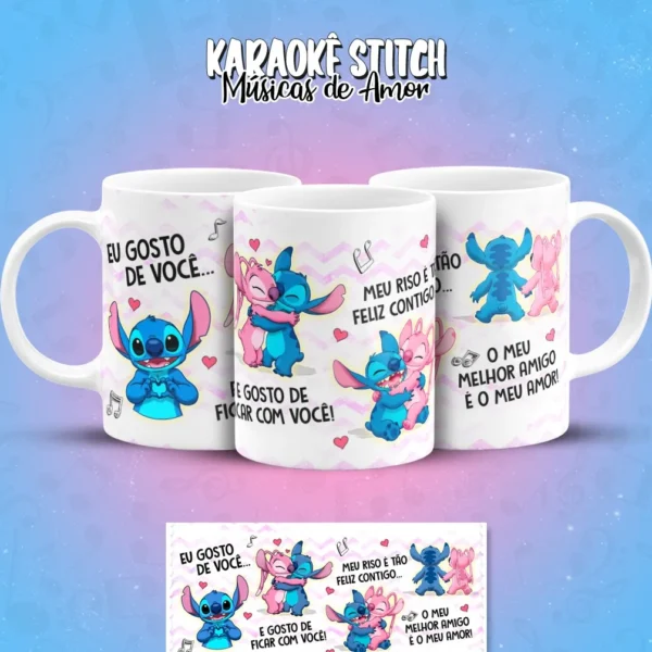 Arquivos PNG para Sublimação de Caneca - Stitch Karaoke