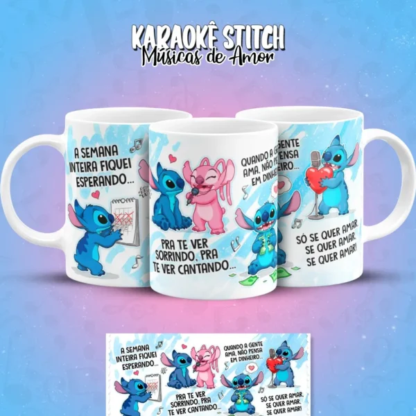 Arquivos PNG para Sublimação de Caneca - Stitch Karaoke