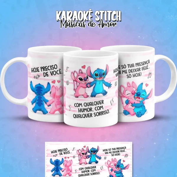 Arquivos PNG para Sublimação de Caneca - Stitch Karaoke