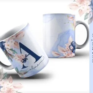 Arte Caneca Alfabeto Azul - Arquivo Digital