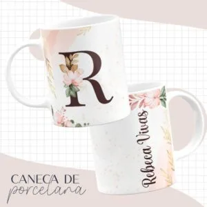 Arte Caneca Alfabeto Floral - Arquivo Digital
