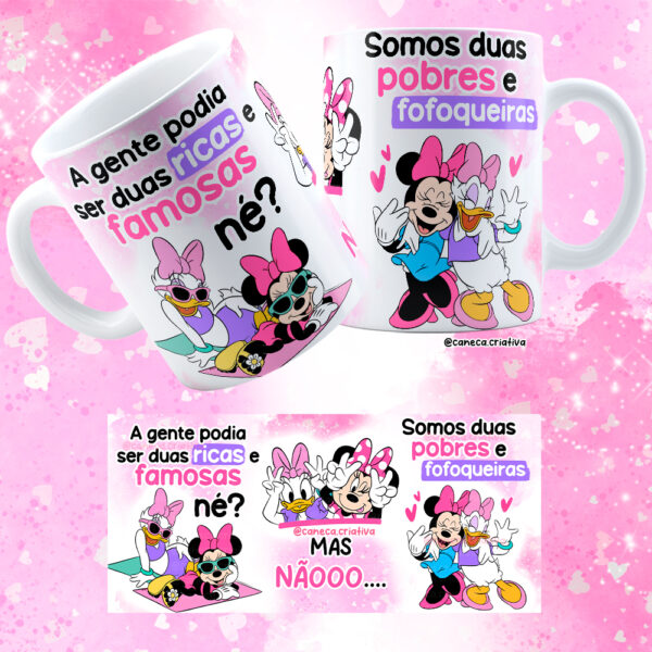 Arte Caneca Amigas Pobres e Fofoqueiras Minnie e Margarida