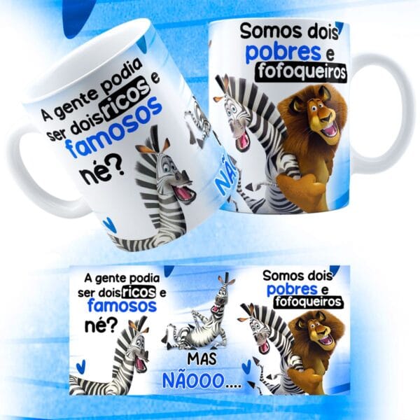 Arte Caneca Amigos Pobres e Fofoqueiros Madagascar Png