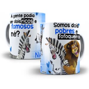 Arte Caneca Amigos Pobres e Fofoqueiros Madagascar Png