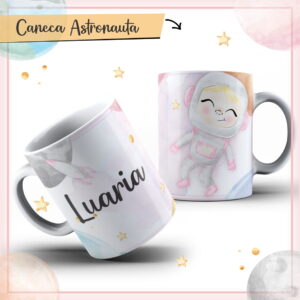 Arte Caneca Astronauta Menina Arquivo Digital