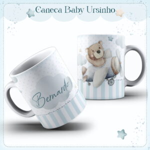 arte caneca baby urso arquivo digital papelaria personalizada