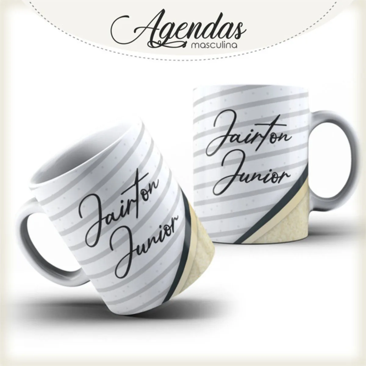Arte Caneca Bege com Listras - Arquivo Digital