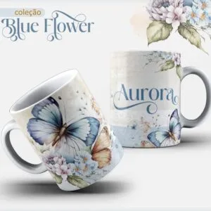 Arte Caneca Borboleta Azul - Arquivo Digital 27 Arte Caneca Borboleta Azul - Arquivo Digital