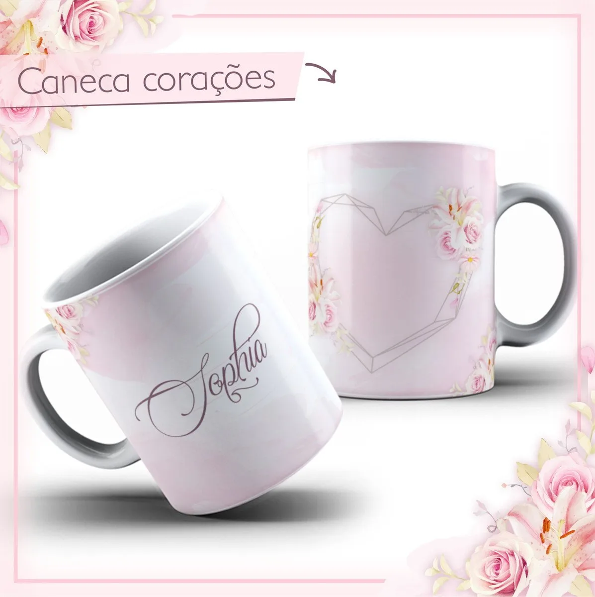 Arte Caneca Corações - Arquivo Digital 1 Arte Caneca Corações - Arquivo Digital