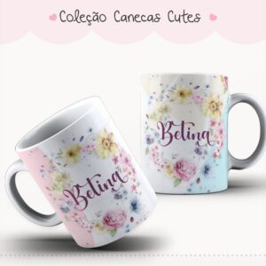 Arte Caneca Cute Floral Aquarela Pastel 12 Arte Caneca Cute Floral Aquarela Pastel