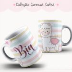Arte Caneca Cute Lhama Baby Shower Pastel