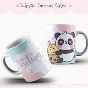 Arte Caneca Cute Panda Bubble Tea Estampa 22 Arte Caneca Cute Panda Bubble Tea Estampa