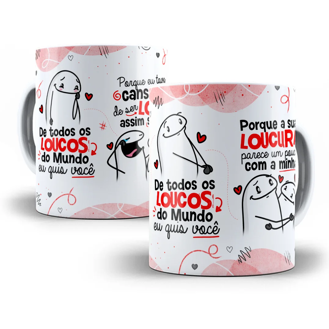 Arte digital para estampa de caneca com desenhos fofos e frases românticas.