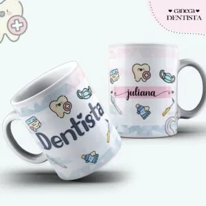 Arte Caneca Dentista Feminina - Arquivo Digital