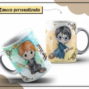 Arte Caneca Digital Harry Potter Aquarela - Arquivo Digital
