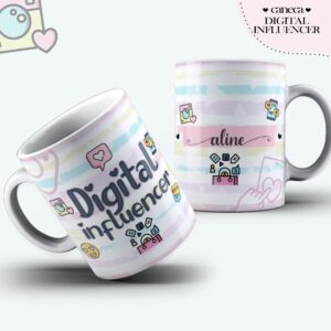 arte caneca digital influencer feminina arquivo digital papel e scrapbook