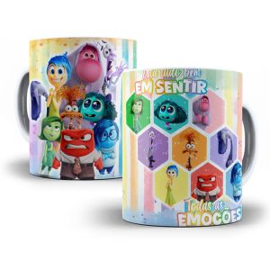 Arte Caneca Divertida Mente para Suiblimação Emoções