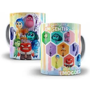 Arte Caneca Divertida Mente para Suiblimação Emoções