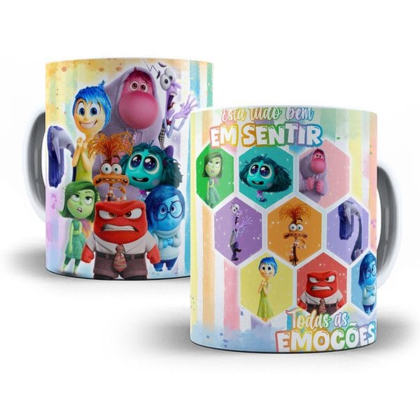Arte Caneca Divertida Mente para Suiblimação Emoções