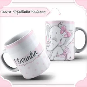 Arte Caneca Elefantinha Bailarina - Arquivo Digital