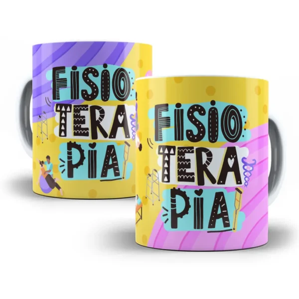 Arte Caneca Fisioerapia com Cores Vivas e Estilo
